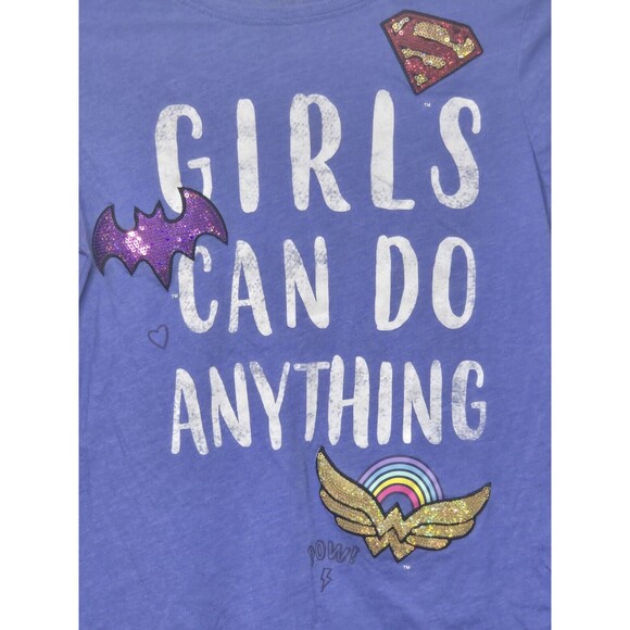 DC Superhero Girls 'Girls Can Do Anything' Graphic Tee Youth Sz XXL (Runs Small) - Picture 2 of 9